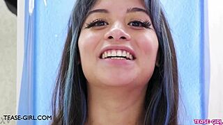 Captivating brunette shares her thrilling first sex story intimately