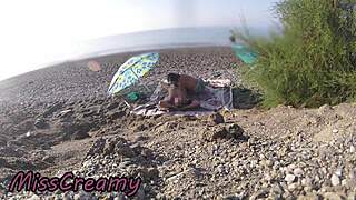 my flashing wife strokes huge cock on nude beach for strangers