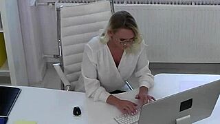 Nina rocks as sexy secretary in heels and lingerie