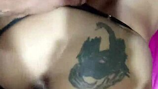 crazy tattooed couple kisses licks and fucks wildly closeup