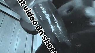 Horny oiled black monster cock masterbates muscular doggystyle closeup