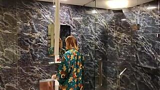 i can't resist this curvy mature cougar's quick anal pounding in the glass bathroom villa