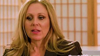 Blonde milf wife smothers face in pussy while lesbian lover kisses tits!