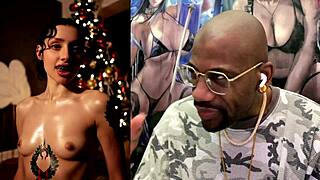 Thicc Trans Teen's Veiny Girl Cock in Christmas Public Show