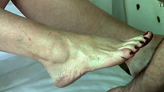 bettie hayward feasts on bare toes during nude holiday party