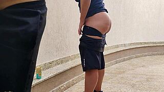 amigo chokes me gagging on cock before garage creampie