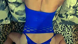 Wife films homemade fuck with husband on her natural tits