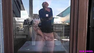 eva engel deepthroats peeping neighbor's huge cock outdoors