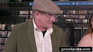 hey sexy teen's big ass gets fucked doggystyle by stepgrandpa watching porn