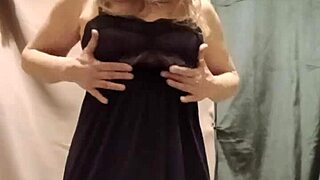 french maid slave flashes masturbates outdoors in stockings