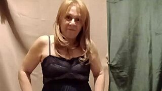 french maid slave flashes masturbates outdoors in stockings