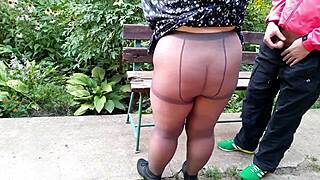 slutty mother-in-law in pantyhose drinks my golden shower piss