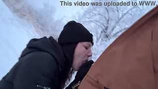 snowstorm mom risks tits out for cock nearly caught