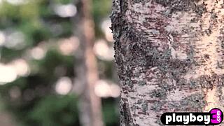 petite russian katya clover strips naked posing her natural body outdoors