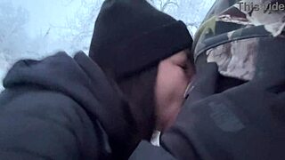 snowstorm mom risks tits out for cock nearly caught