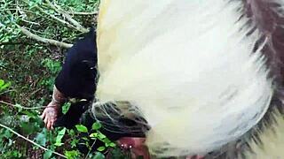 Blonde german milf risks public outdoor bareback pounding