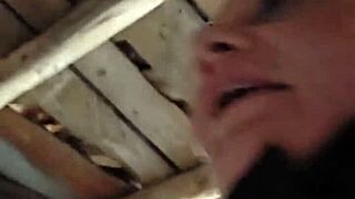 couple finds stranger for barn fuck with small tits