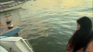 latina girlfriend cums outdoors on boat with friends