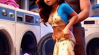 Mother-in-law milf bends for anal assfucking in laundry room!