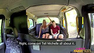 Blonde Big Tits Pornstar Fucks Skinny Student in Taxi Cowgirl