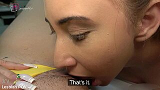 Naughty blonde brazilian milf dominates her girl, making her moan and cum right in pov bedroom lickfest