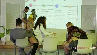 Office Parody Turns Milf Group Fucking Frenzy