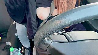 hot italian milf artemisia love flashes big tits driving car through los angeles traffic