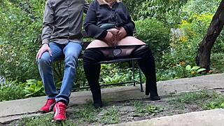Pervert Step Son Spies Curvy Big Tits Stepmom Masturbating Public Park Heels