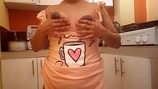 wanna see my big ass busty stepmom masturbating her pussy with fingers in kitchen?