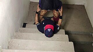 Stepbrother's cock too big for stepsister's tight pussy on stairs?