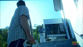 Horny brunette fucked boat cowgirl till feet cumshot!