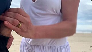 Milf Big Tits Outdoor Public Handjob Cumshot POV Watching
