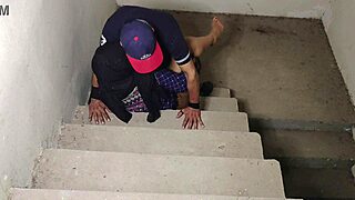 Stepbrother's cock too big for stepsister's tight pussy on stairs?