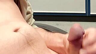 muscular stud wanks monster cock to explosive cumshot