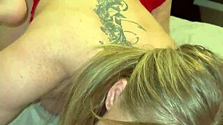 Blonde Stepmom Bedroom Sucks Stepson Huge Cock Deepthroat Big Tits Tattoo