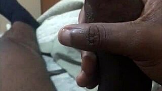 Skinny brunette milf masturbates moaning about boss's big black cock pov