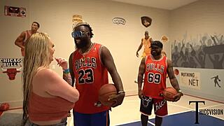 Blonde milf hangs with basketball coaches