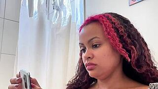 chubby brazilian bbw unleashes gassy morning toilet farts