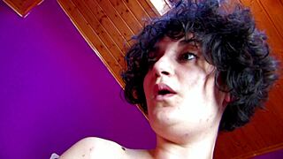 brunette mom in fishnets takes doggystyle pounding on bed