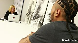 sara jay milks that huge employee cock dry with her big ass!