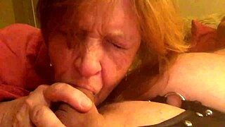 cocksucking granny carmen moans hard in closeup lingerie blowjob