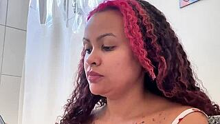 chubby brazilian bbw unleashes gassy morning toilet farts