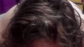 FAT STEPMOM milf's HUGE BELLY & BOOBS jiggle sucking small cock before bed