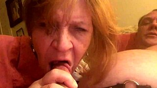 cocksucking granny carmen moans hard in closeup lingerie blowjob