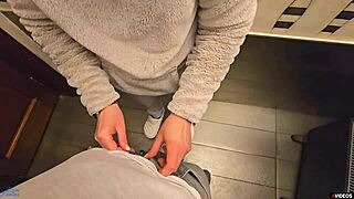 Stranger Creampies My Panties Again in Restaurant Toilet Close-Up