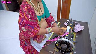 indian bahu screams as sasur ji pounds her hairy tight pussy during measurement