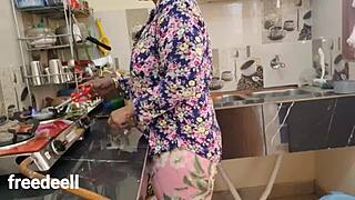 stepmom sneaks me into kitchen for fat cock fuck while stepdad sleeps