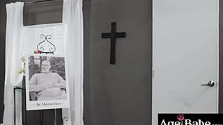 man, that grieving widow ruby lynne couldn't wait... funeral guy jayden marcos fucked her granny pussy quick!