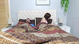 Step mom catches son watching porn in bed will she drain him