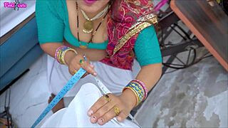 indian bahu screams as sasur ji pounds her hairy tight pussy during measurement